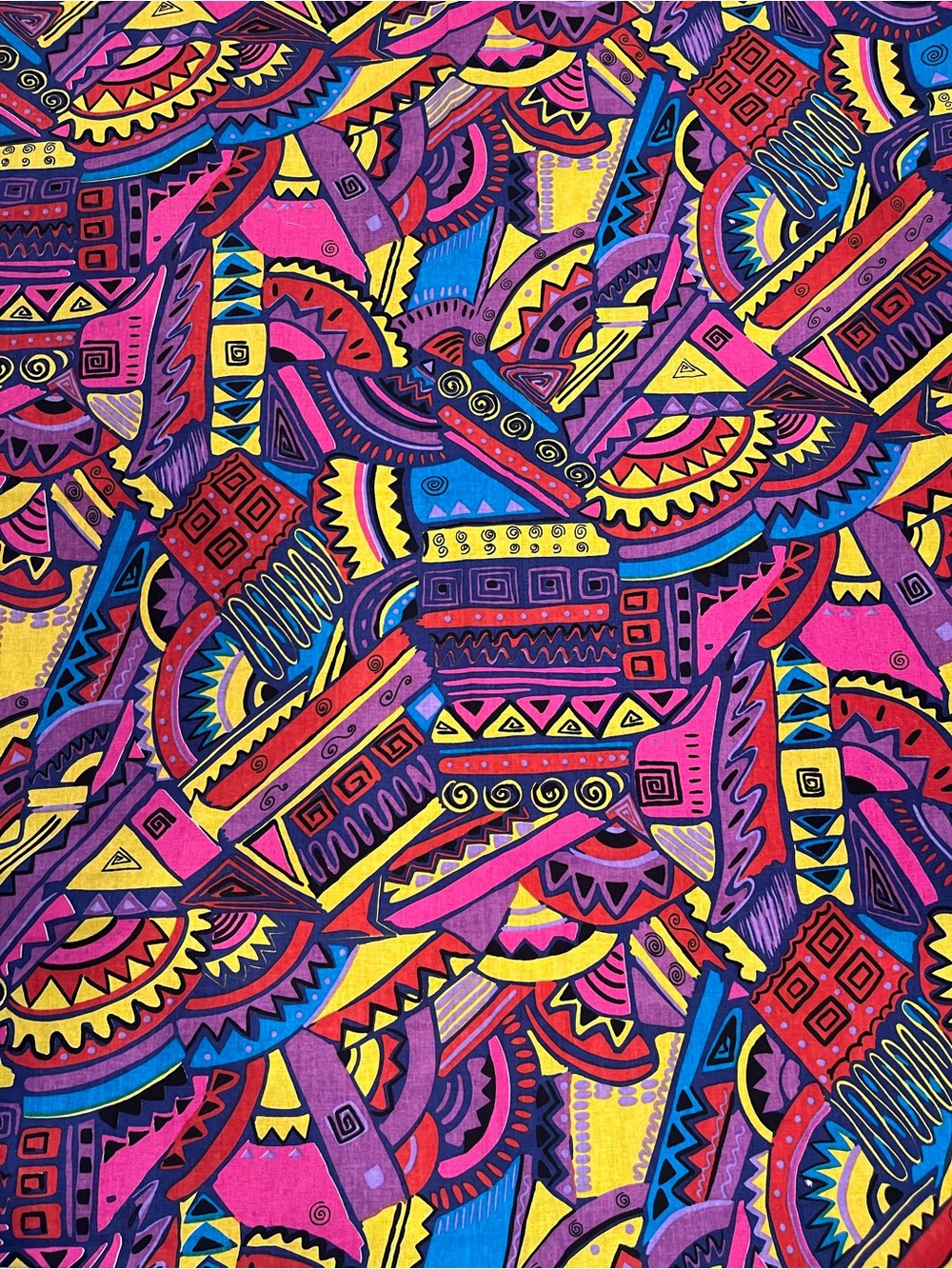 Ankara Wax Print Fabric Vibrant Geometric Tribal Abstract Colorful  2 Yards
